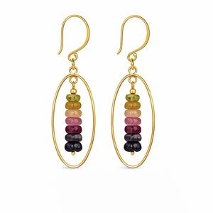 HK1168 S925 Rainbow Tourmaline Dangle Earrings